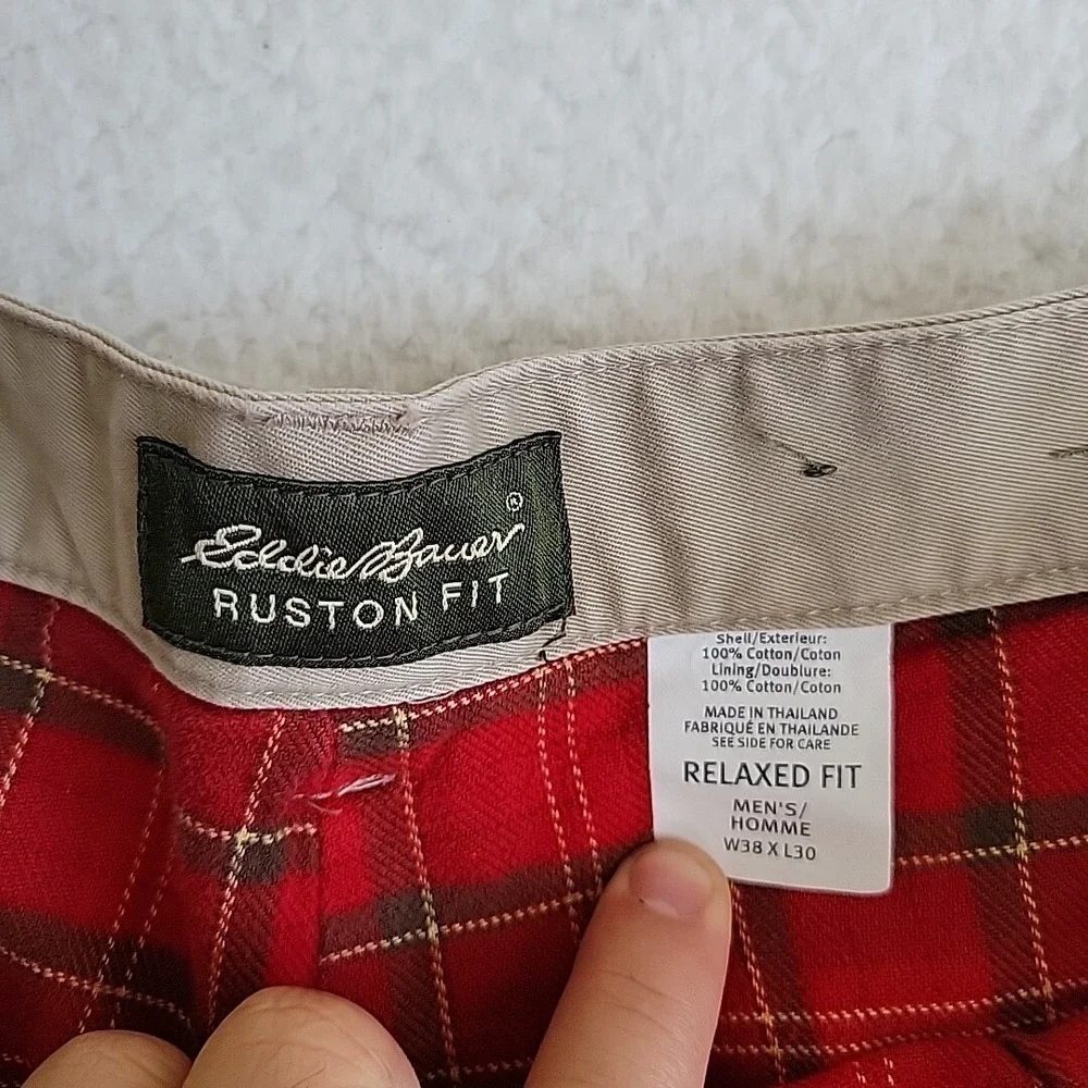 Eddie Bauer Pants‎ Men's 38 Beige Ruston Fit Pleated Cuffed Dress Baggy 38x30